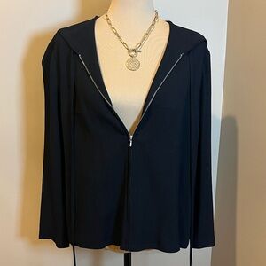 Yeohlee Black Boxy Light-weight Zip-Up Hoodie, size Small